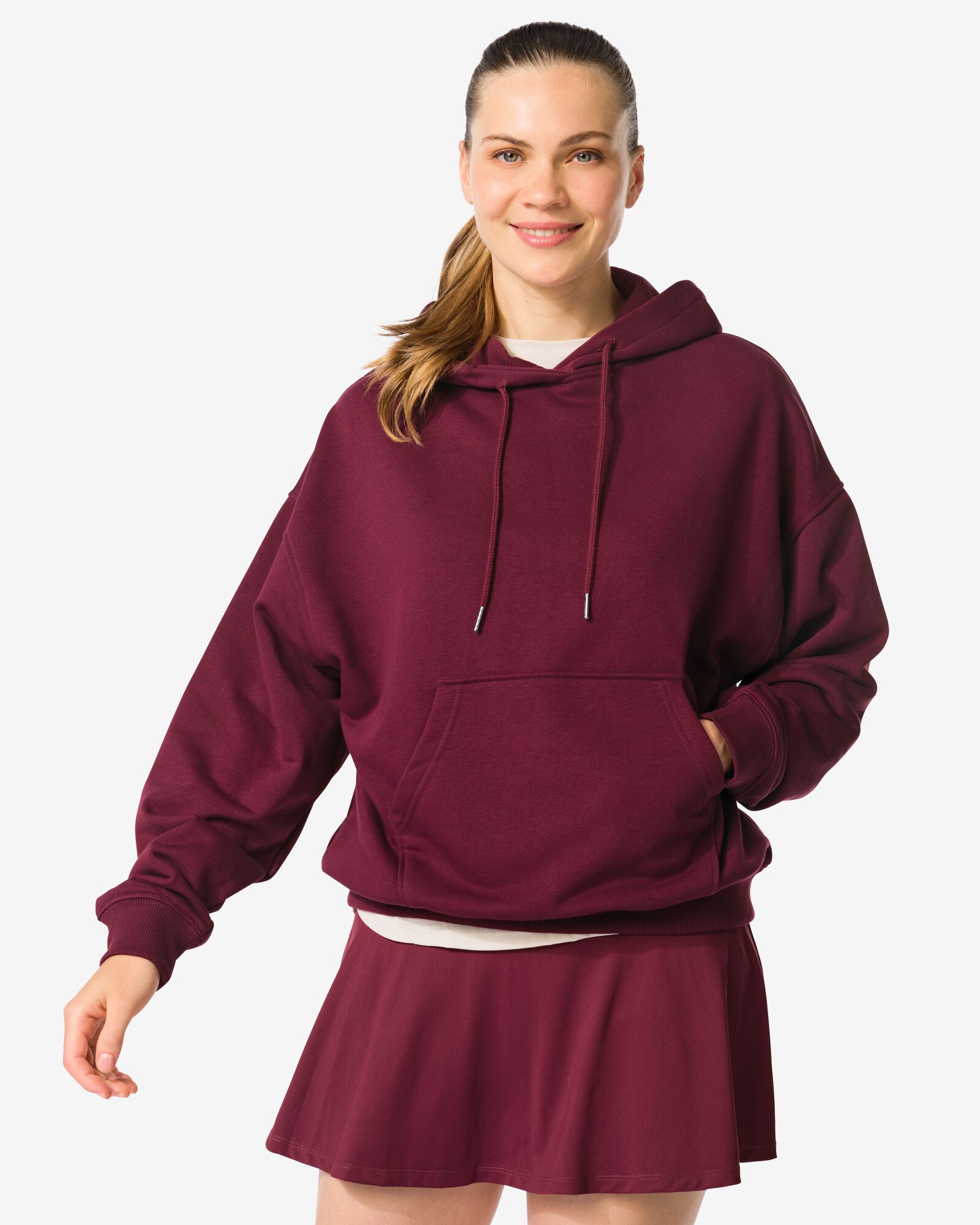 Damen-Kapuzenpulli dunkelrot dunkelrot - 36050265DARKRED - HEMA