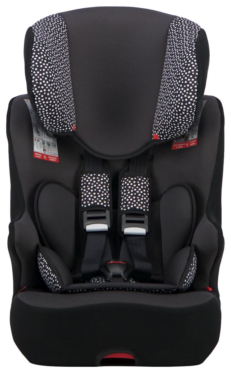 Kindersitz Für E Bike Mit Akku Gepäckträger Auto-Kindersitz Junior, 15 - 36 kg, schwarz mit weißen Punkten - HEMA