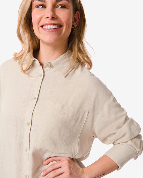 Damen-Hemdblusenkleid Lizzy, mit Leinen grau - 1000030574 - HEMA