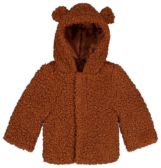 manteau bébé teddy avec capuche marron marron - 1000028191 - HEMA