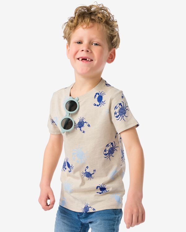 Kinder-T-Shirt, Krabbenmuster graumeliert graumeliert - 30785103GREYMELANGE - HEMA