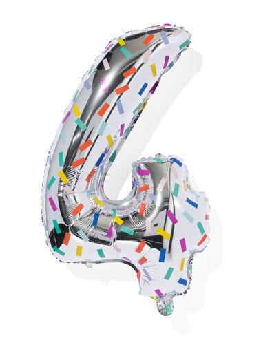 ballon alu chiffre 4 confetti XL argent&eacute; 4 - 14250031 - HEMA