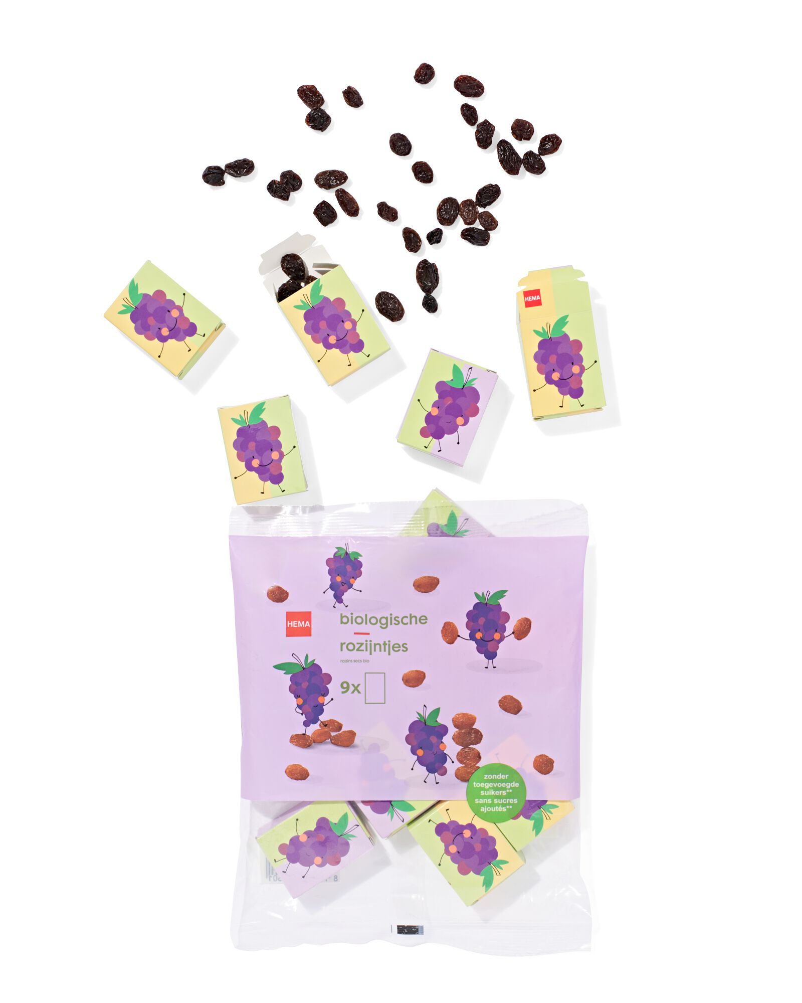bio rozijnen uitdeelzak - 9 stuks - 10250022 - HEMA