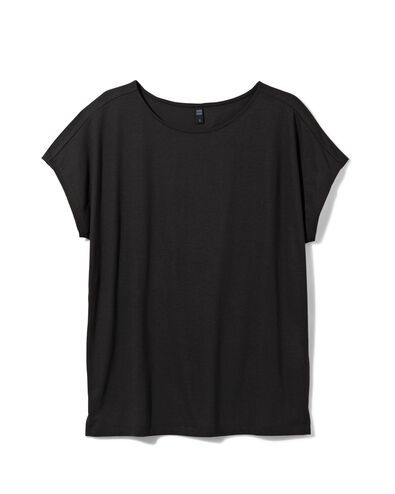 dames t-shirt Amelie met bamboe zwart zwart - 36355170BLACK - HEMA