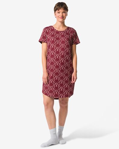 nijntje damesnachthemd micro  bordeauxrood bordeauxrood - 23400870BURGUNDYRED - HEMA