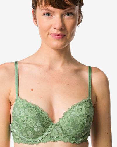 voorgevormde kanten bh met beugel groen groen - 21805545GREEN - HEMA