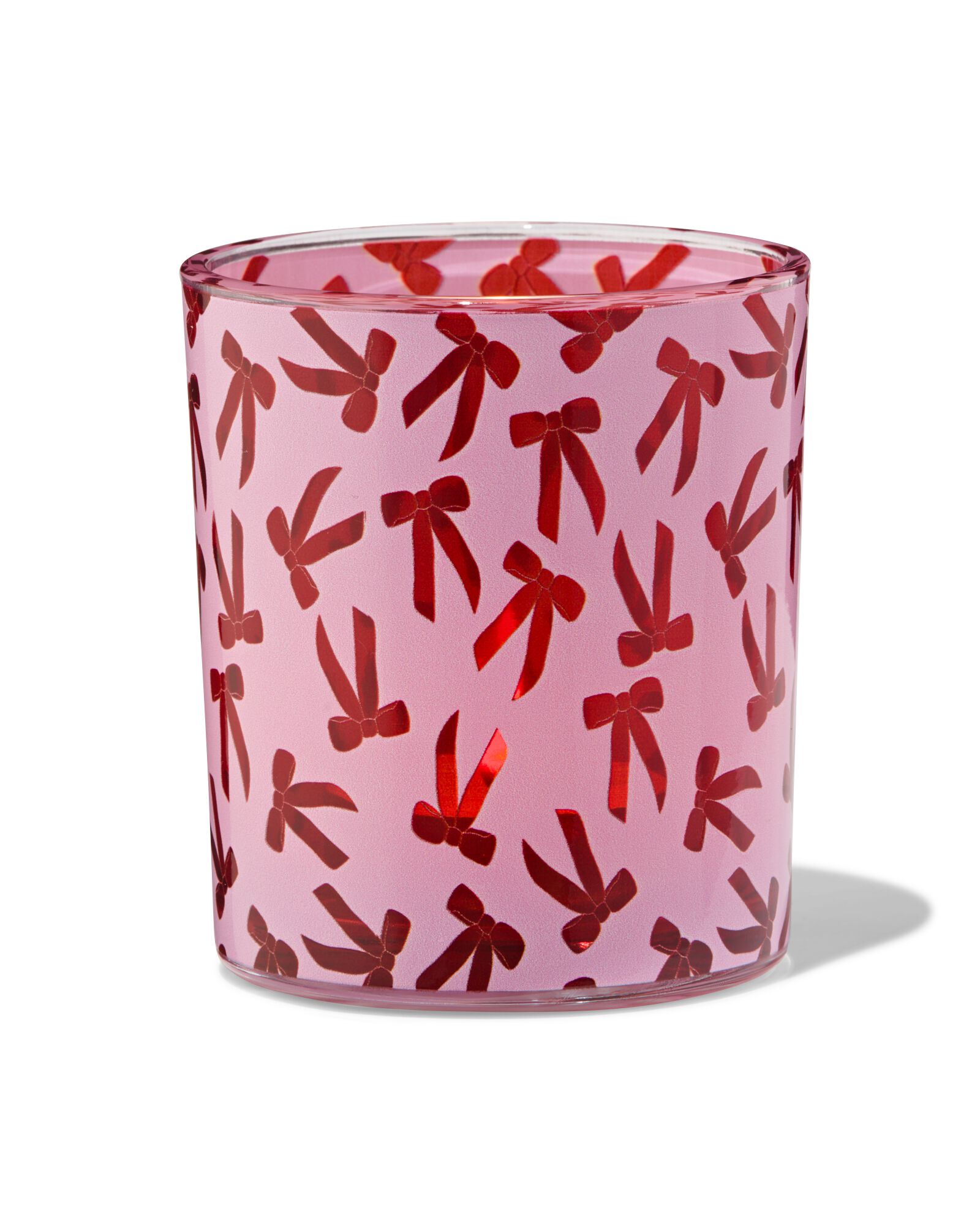 Teelichthalter, 7 &times; 8 cm, Glas, Schleifen - 25100321 - HEMA