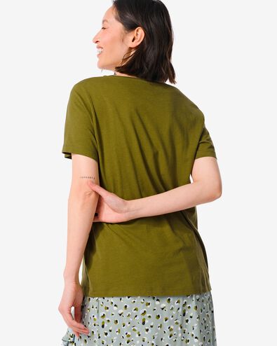 t-shirt femme Alara avec bambou vert foncé - 1000031260 - HEMA