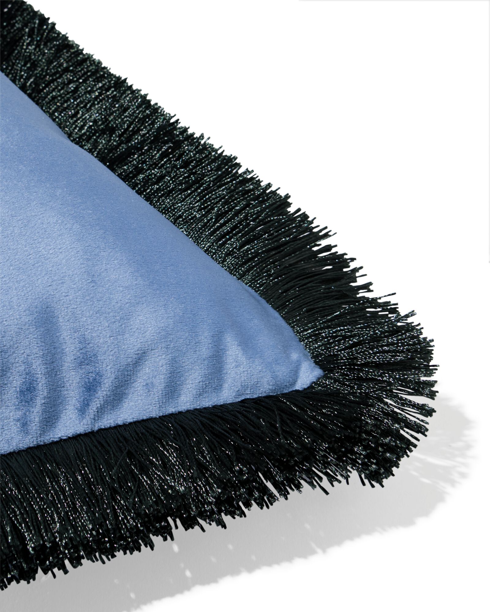 housse de coussin 50x50cm franges bleu - 7325159 - HEMA