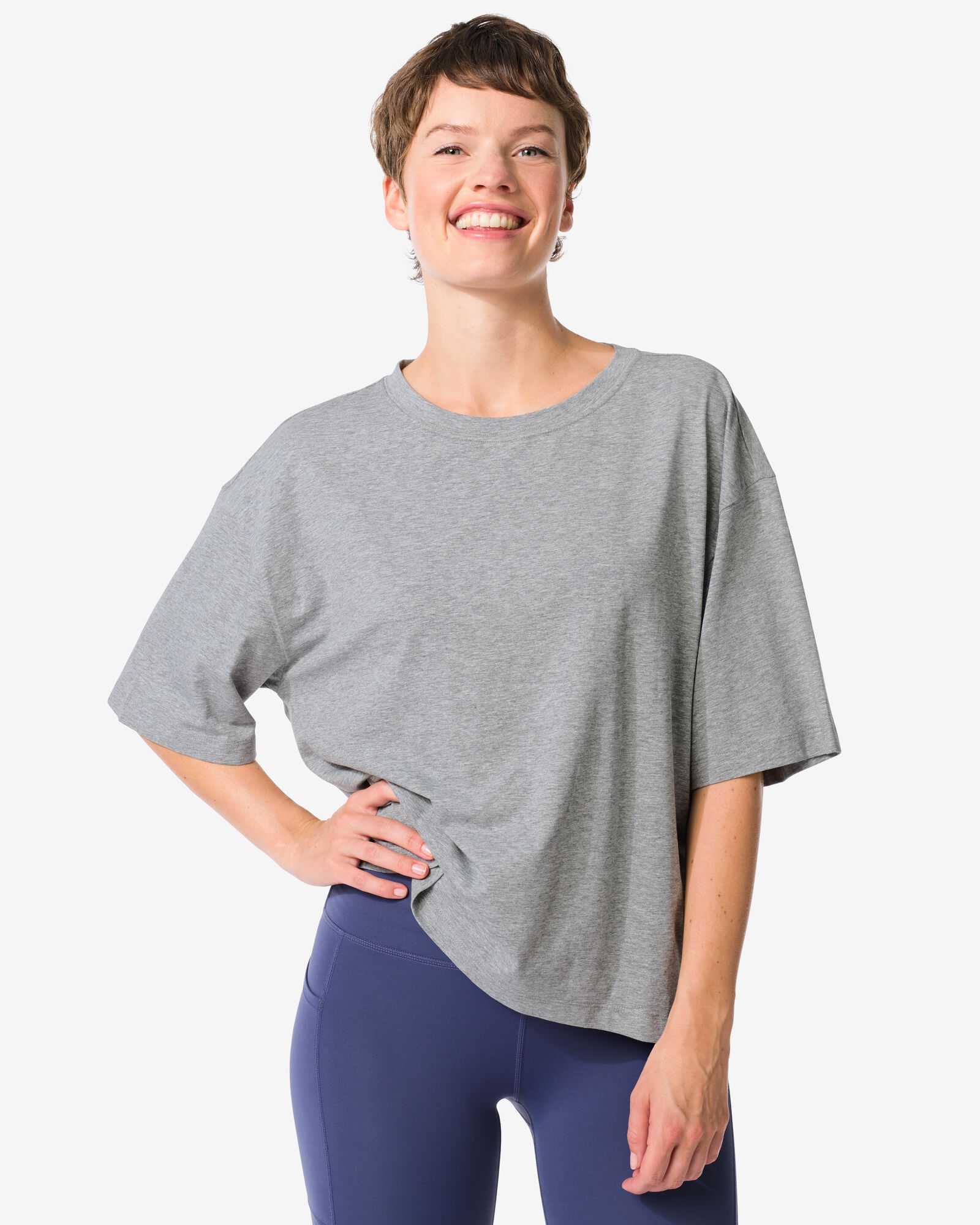 dames T-shirt oversized donkergrijs donkergrijs - 36050205DARKGREY - HEMA