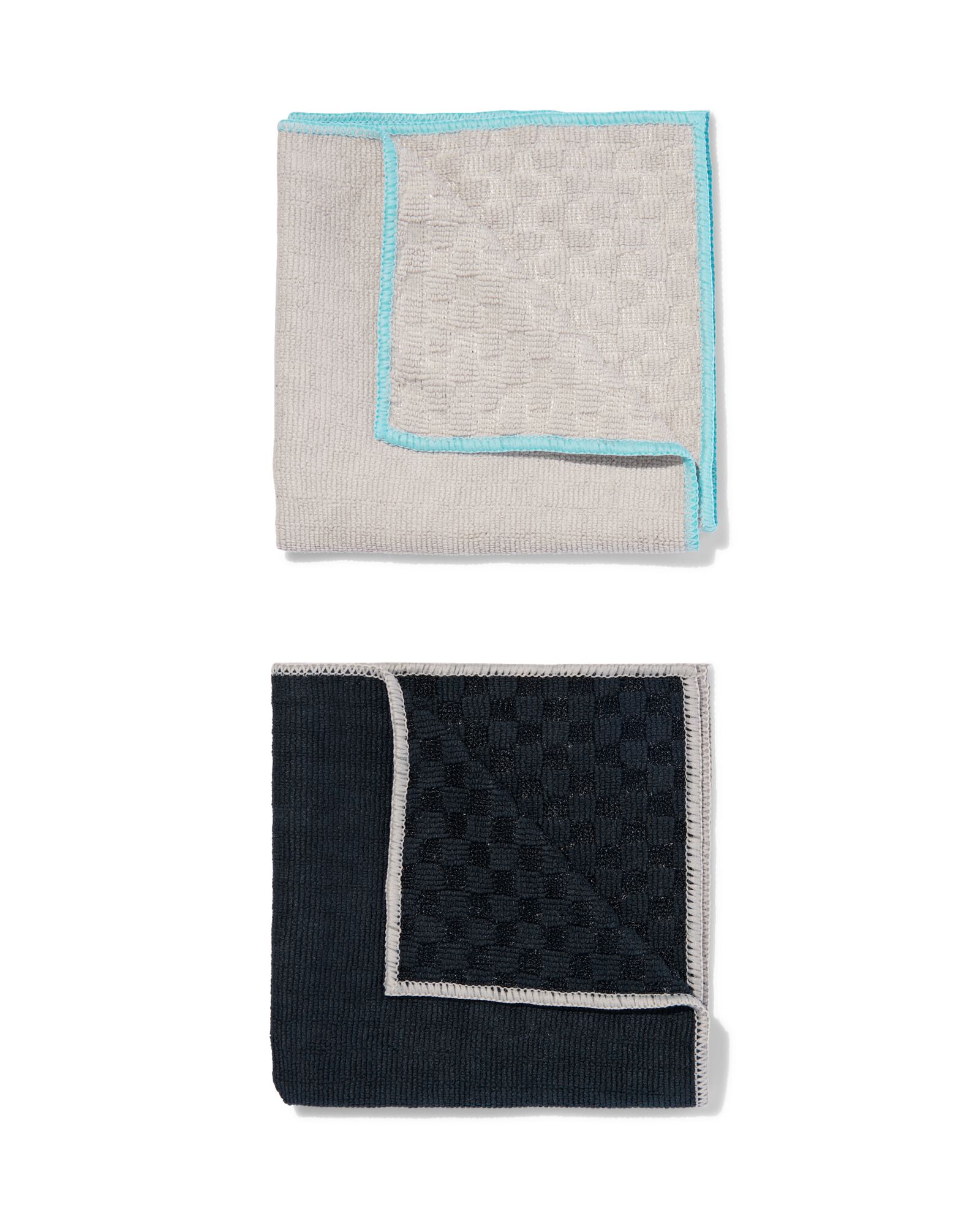 microvezeldoekjes met structuur 35x35 grijsbeige/zwart - 2 stuks - 20540046 - HEMA