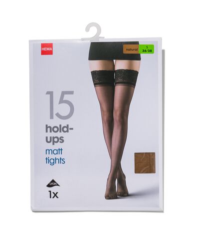 halterlose Str&uuml;mpfe mit Spitze, matt, 15 Denier naturfarben - 1000000959 - HEMA