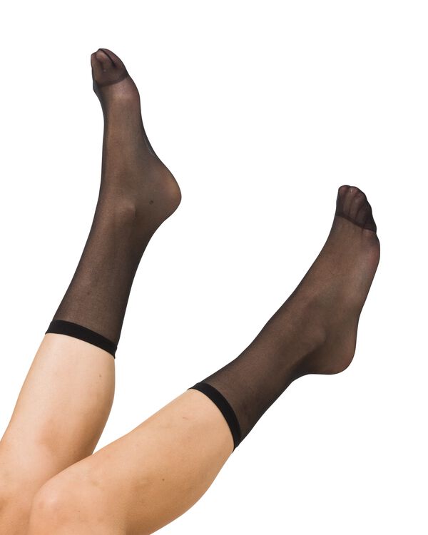 2 paires de socquettes femme en tissu éponge noir - HEMA
