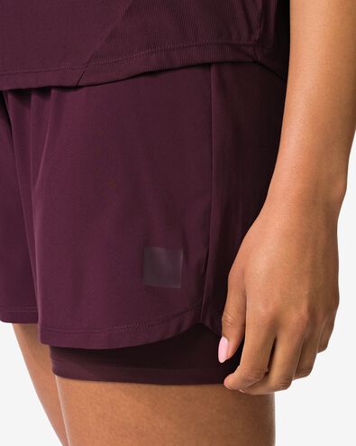 Kurze Damen-Sporthose  bordeauxrot bordeauxrot - 36000485BURGUNDYRED - HEMA