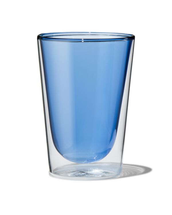 dubbelwandig glas 350ml blauw - 80660158 - HEMA