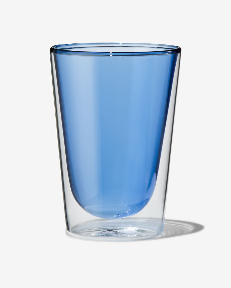 doppelwandiges Glas, 350 ml, blau - 80660158 - HEMA