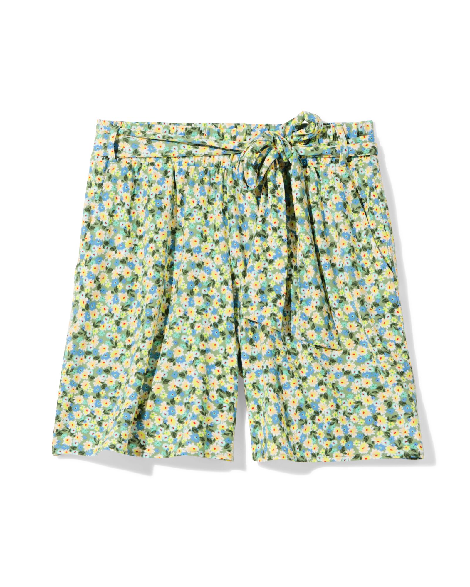 Damenshorts Remmy mit weitem Bein, Blumen limettengr&uuml;n - 36238955LIME - HEMA
