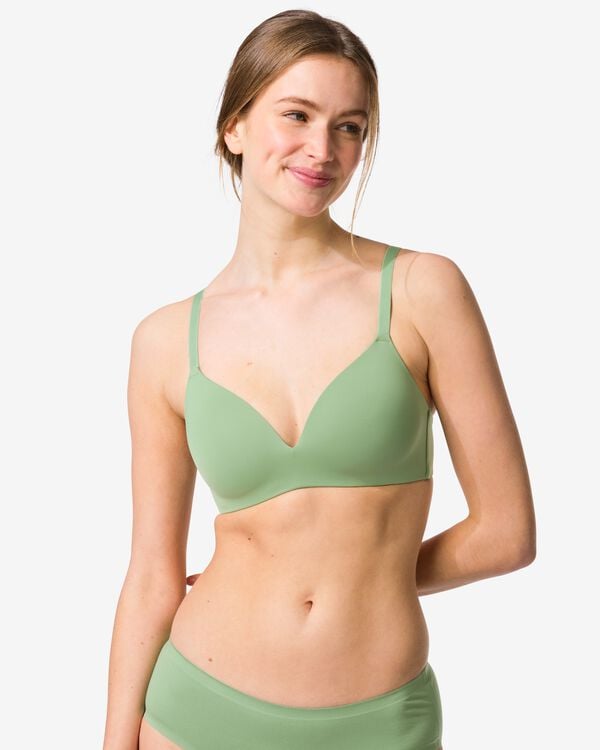 soutien-gorge pr&eacute;form&eacute; sans armatures micro vert - 21805720GREEN - HEMA