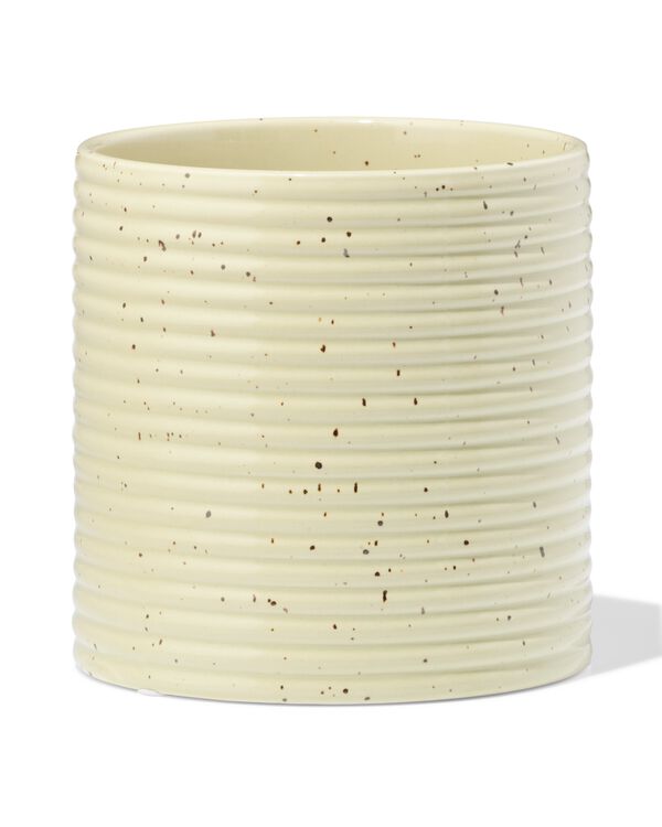 bloempot ⌀13x13.4cm keramiek strepen bruin - 13325076 - HEMA
