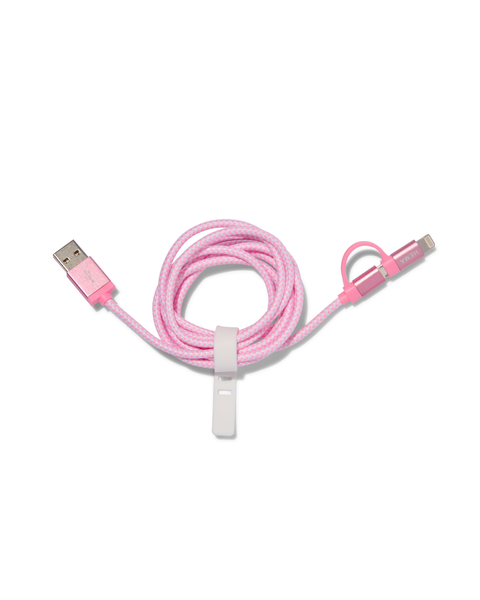 câble chargeur micro-USB et 8 broches - rose - 39640033 - HEMA