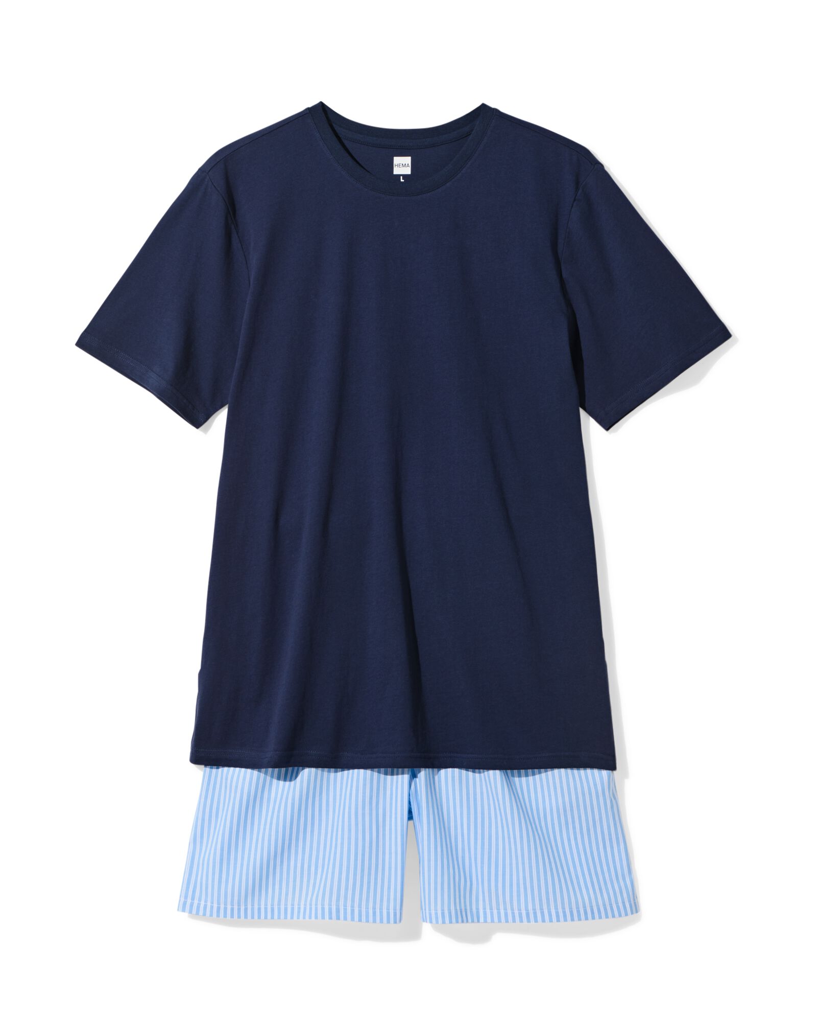 herenshortama Philip jersey strepen lichtblauw lichtblauw - 23686230LIGHTBLUE - HEMA