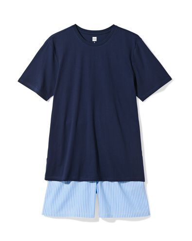 herenshortama Philip jersey strepen lichtblauw lichtblauw - 23686230LIGHTBLUE - HEMA