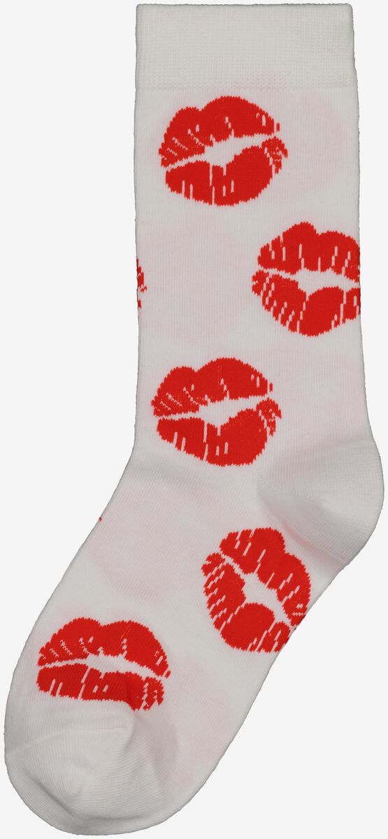 chaussettes avec coton lots of kisses blanc cassé 35/38 - 4103421 - HEMA