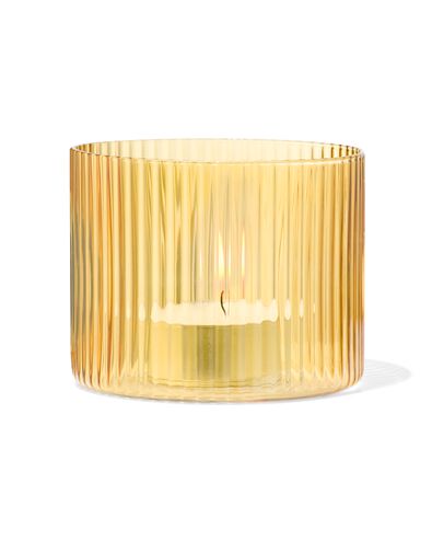 verre pour bougie parfum&eacute;e ⌀10x8,5cm nervur&eacute; jaune - 13507537 - HEMA