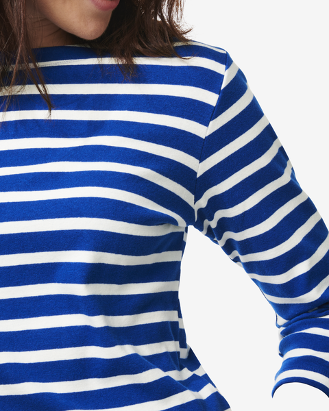 dames t-shirt Cara met boothals blauw blauw - 1000029919 - HEMA