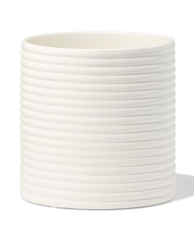 cache-pot ⌀13,3x13,4 cm c&eacute;ramique stri&eacute; cr&egrave;me - 13325013 - HEMA
