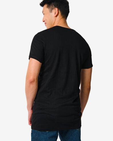 2er-Pack Herren-T-Shirts, Regular Fit, Rundhalsausschnitt, extralang schwarz XXL - 34277077 - HEMA