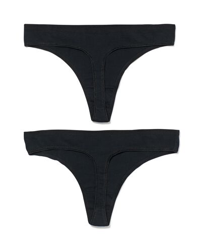 2 strings femme taille haute coton stretch noir XS - 19630914 - HEMA