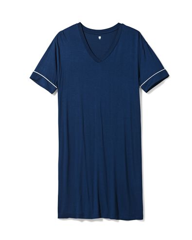 damesnachthemd viscose donkerblauw donkerblauw - 23410326DARKBLUE - HEMA