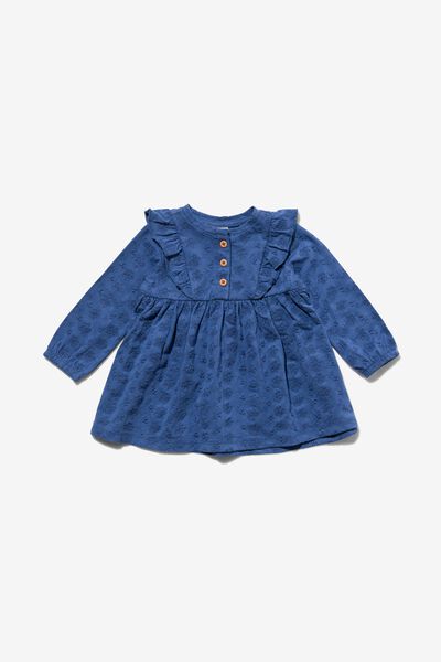 baby jurk met borduur blauw 68 - 33048132 - HEMA