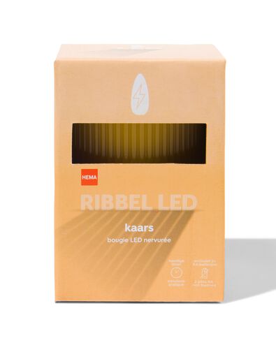 LED ribbel kaars met wax Ø7.5x10 okergeel - 13550057 - HEMA