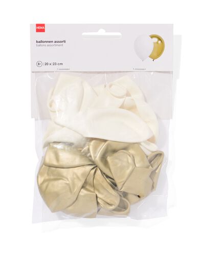 ballons &Oslash; 23 cm blancs et dor&eacute;s - lot de 20 - 14250019 - HEMA
