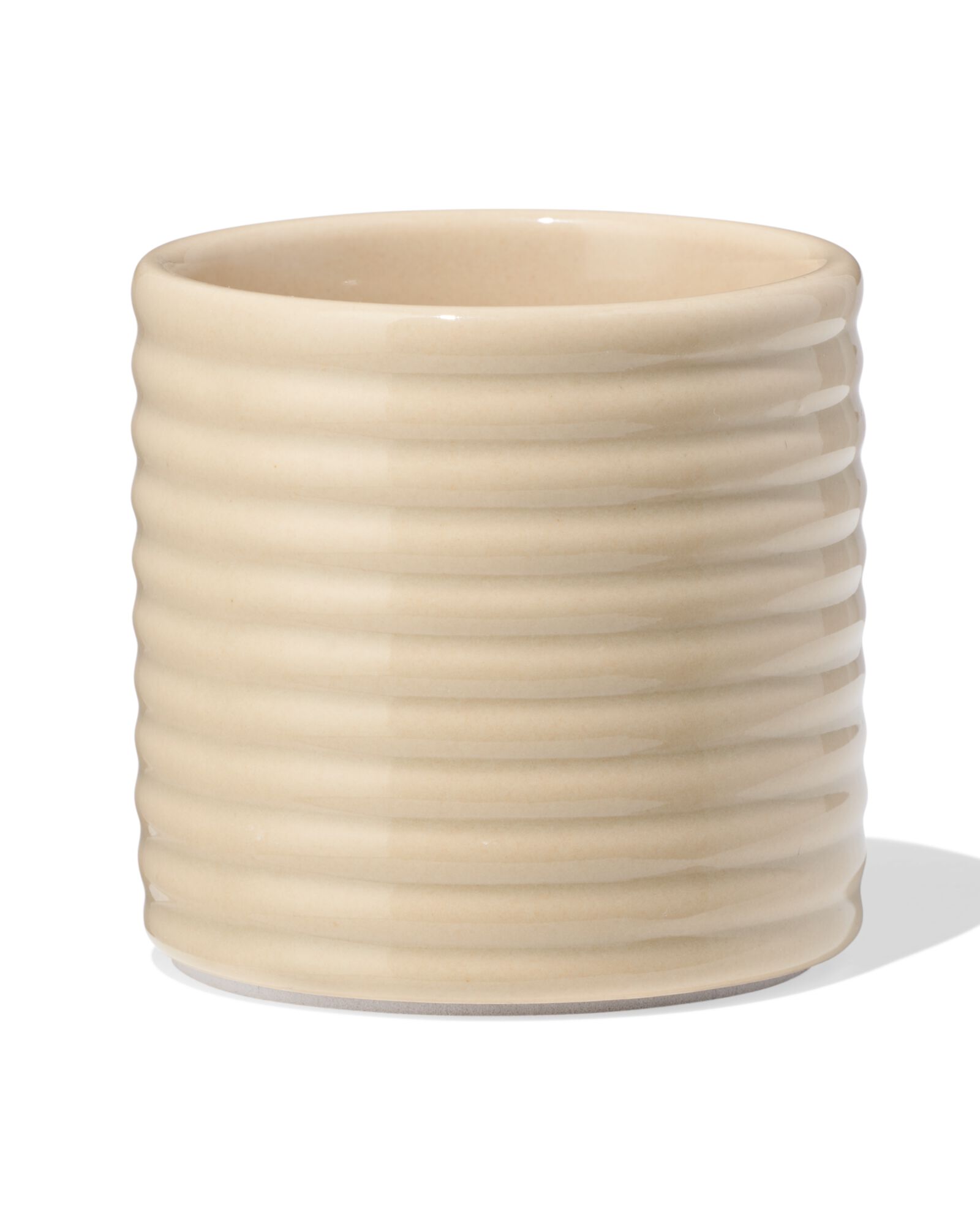 cache-pot ⌀7x6,6 cm c&eacute;ramique stri&eacute; beige - 13325020 - HEMA