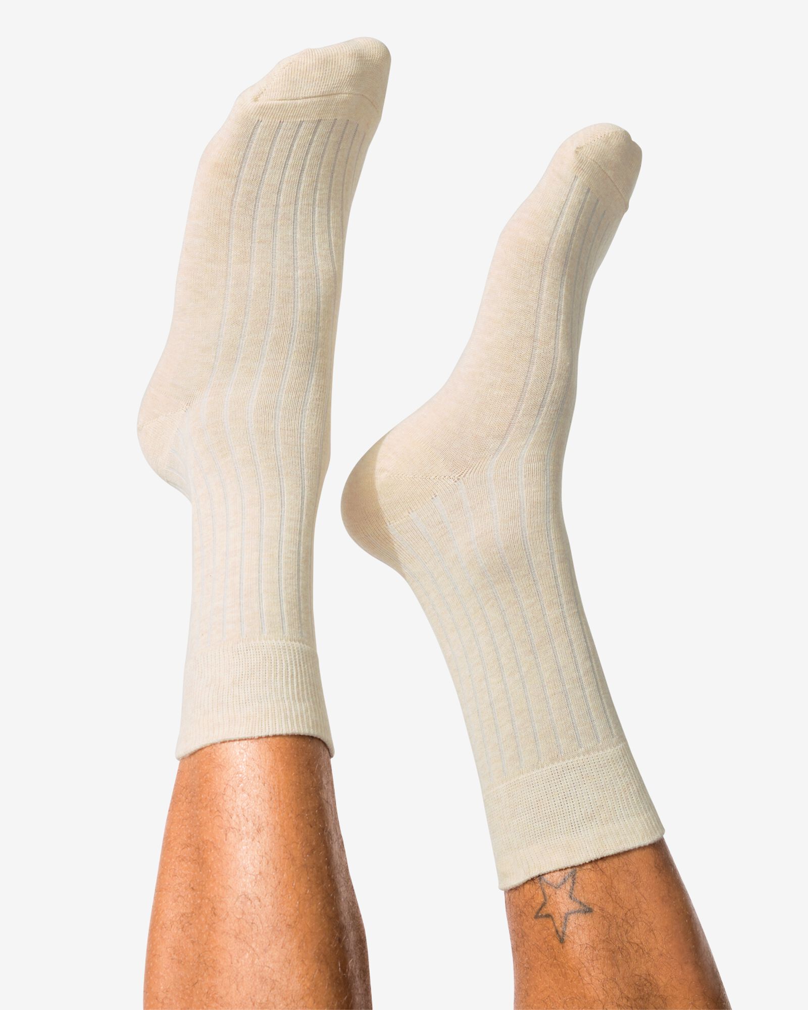 herensokken melange - 5 paar beige beige - 4100115BEIGE - HEMA