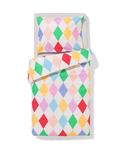 housse de couette enfant 120x150cm coton doux &agrave; carreaux avec gigoteuse pour poup&eacute;e - 5700223 - HEMA
