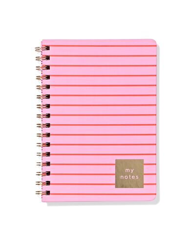 carnet de notes 21,1 x 16 cm rayures rose - 14100231 - HEMA