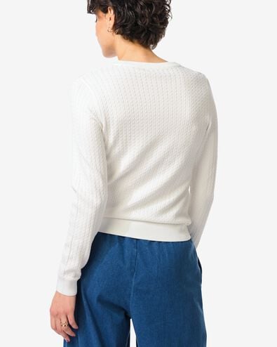 pull femme Livia torsad&eacute; blanc blanc - 36205360WHITE - HEMA