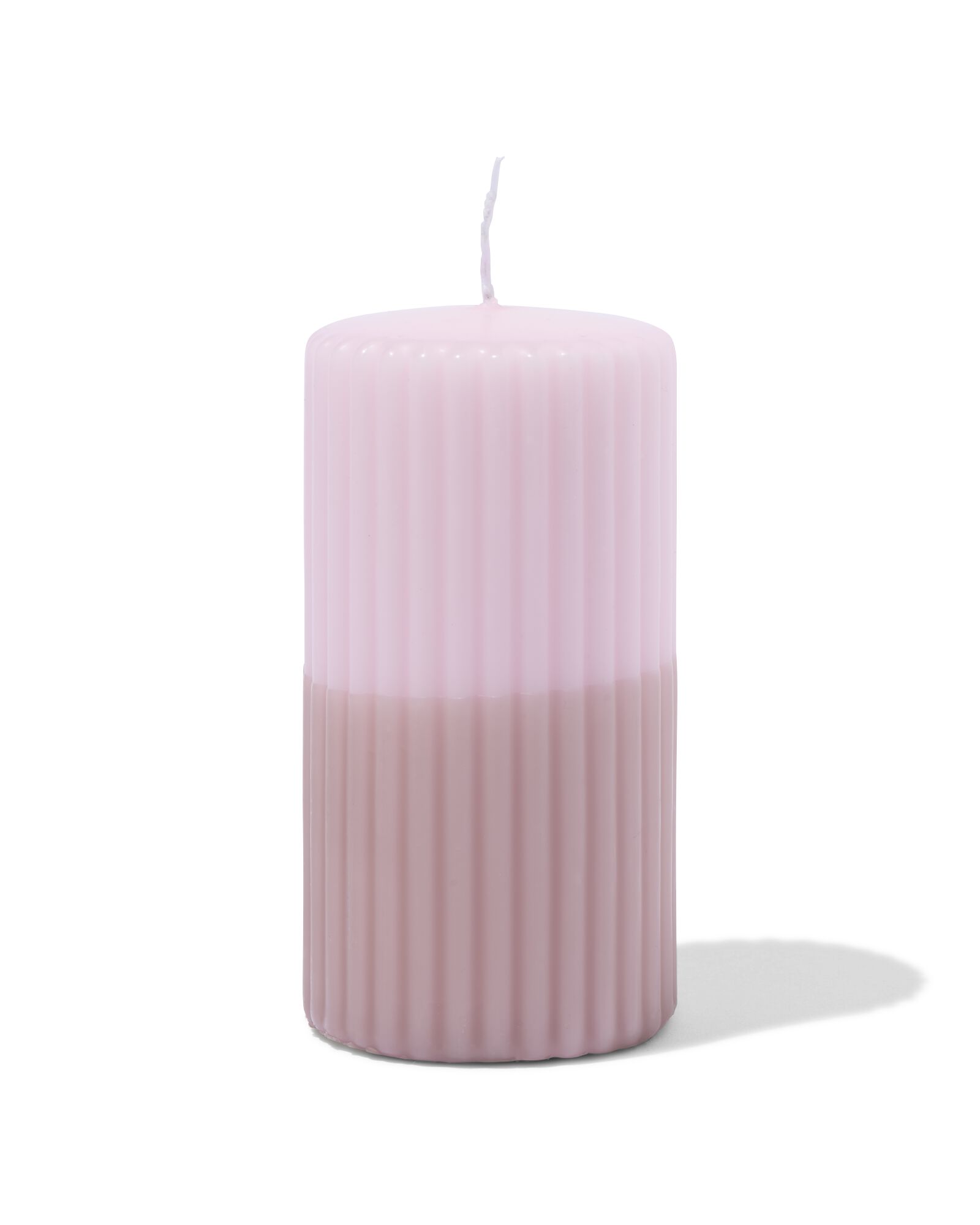 stompkaars ⌀7x13cm ribbel naturel-lichtroze - 13509071 - HEMA