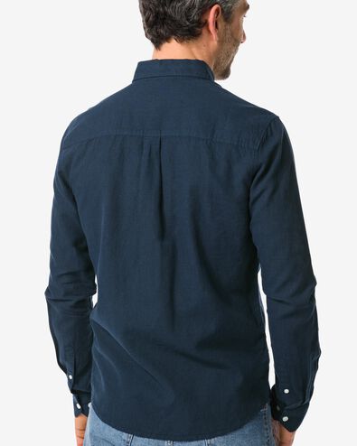 chemise homme avec lin bleu foncé M - 2112421 - HEMA