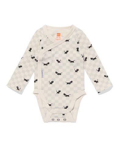 Takkie newborn meegroei overslagromper ruiten &eacute;cru &eacute;cru - 33445820ECRU - HEMA