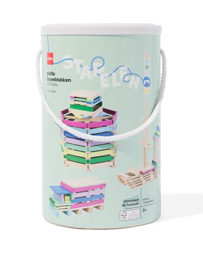 blocs de construction plats en bois 200 pi&egrave;ces - 15100575 - HEMA