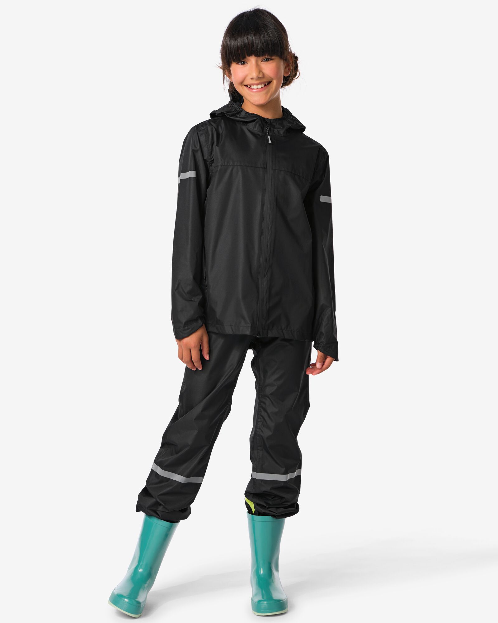 regenbroek voor kinderen lichtgewicht waterdicht zwart zwart - 18440200BLACK - HEMA