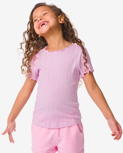 Kinder-T-Shirt, gerippt violett 134/140 - 30834044 - HEMA