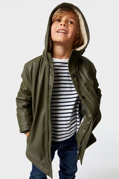 Kinder-Jacke mit Kapuze graugrün graugrün - 1000028113 - HEMA