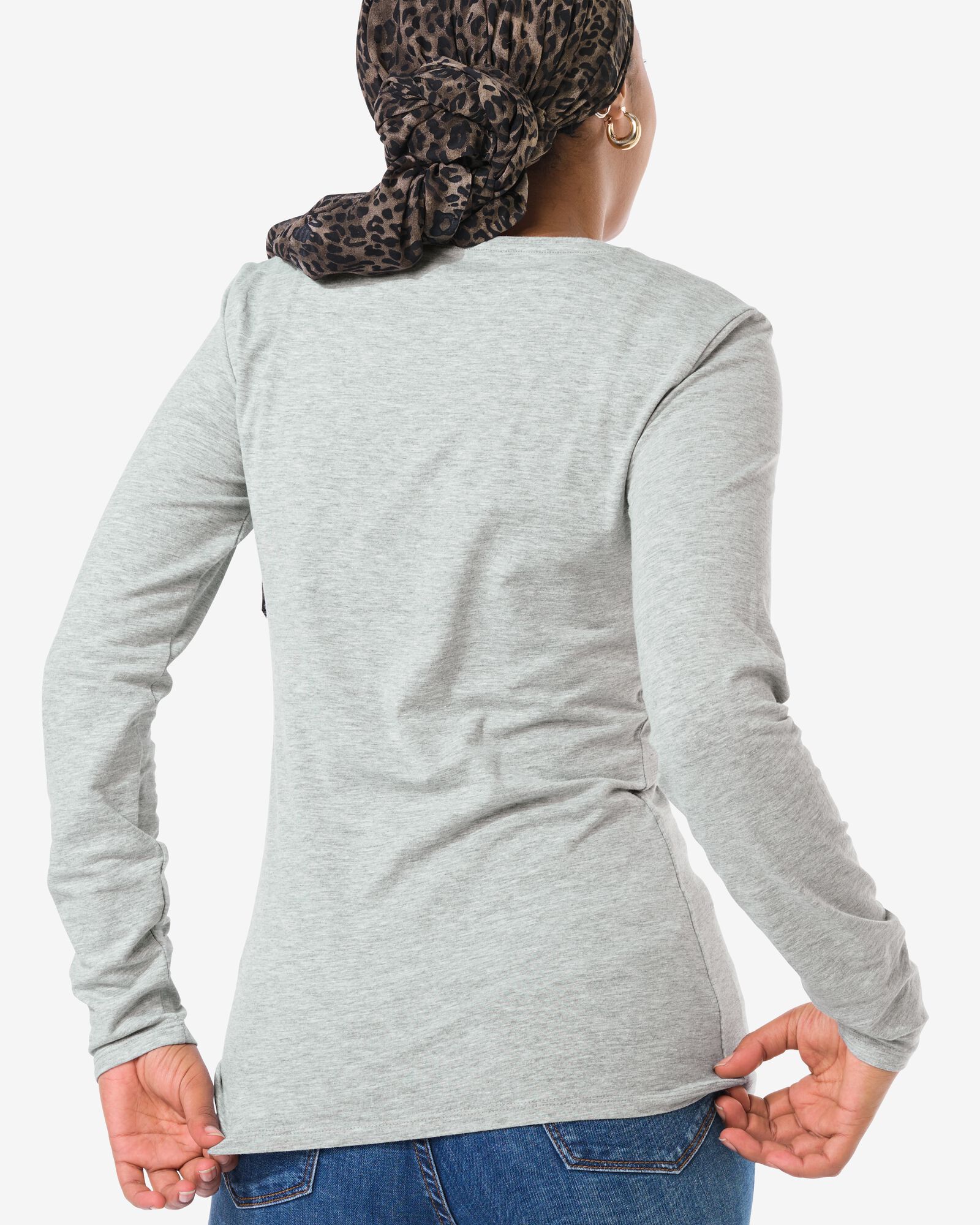t-shirt femme slim fit col rond gris clair gris clair - 36300570LIGHTGREY - HEMA