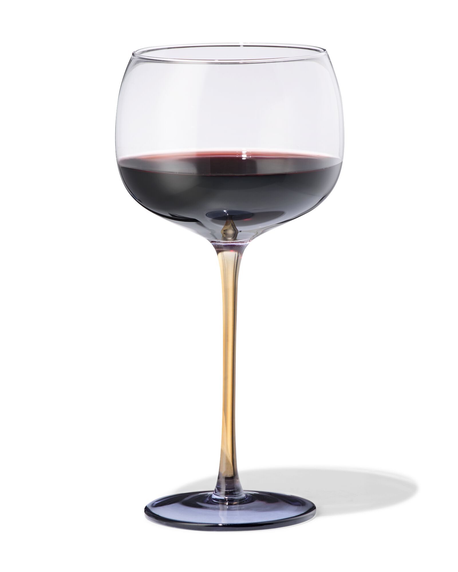 verre &agrave; vin 380ml verre jaune avec bleu - 9401175 - HEMA